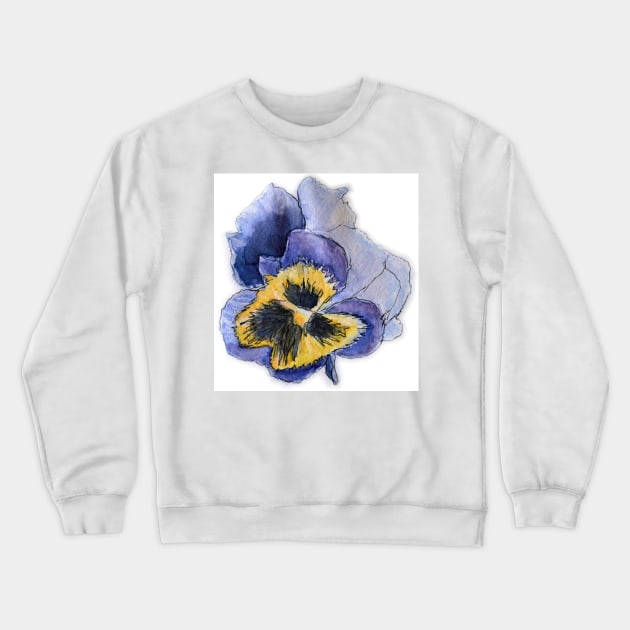 Watercolour Sketch - Pansy Crewneck Sweatshirt by bobpetcher